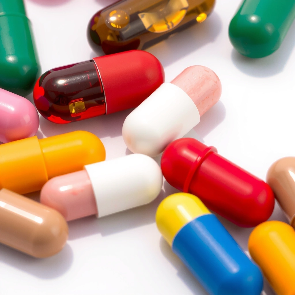Cápsulas de vitaminas coloridas