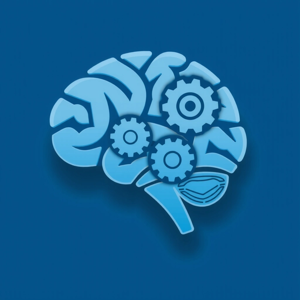 A stylized icon of a brain with gears, representing enhanced cognitive function.